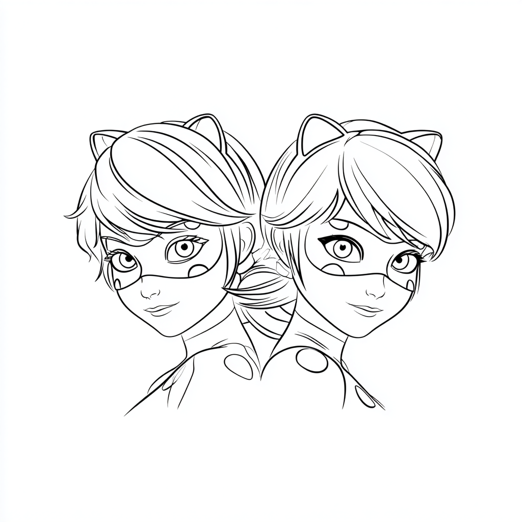 Miraculous Ladybug coloring page – Ladybug Cat Duo Ladybug And