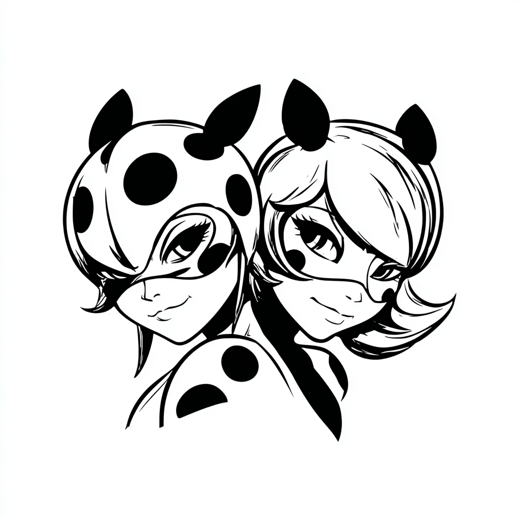 Miraculous Ladybug coloring page – Ladybug Cat Duo Ladybug And
