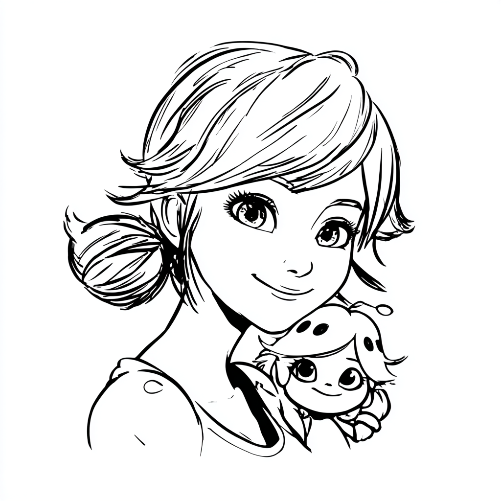 Miraculous Ladybug coloring page – Marinette And Tikki Marinet
