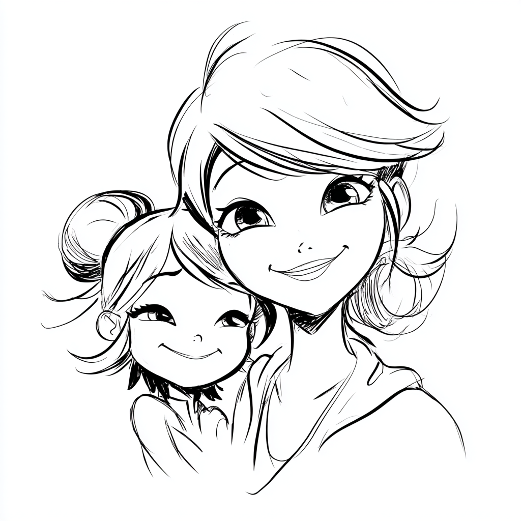 Miraculous Ladybug coloring page – Marinette And Tikki Marinet