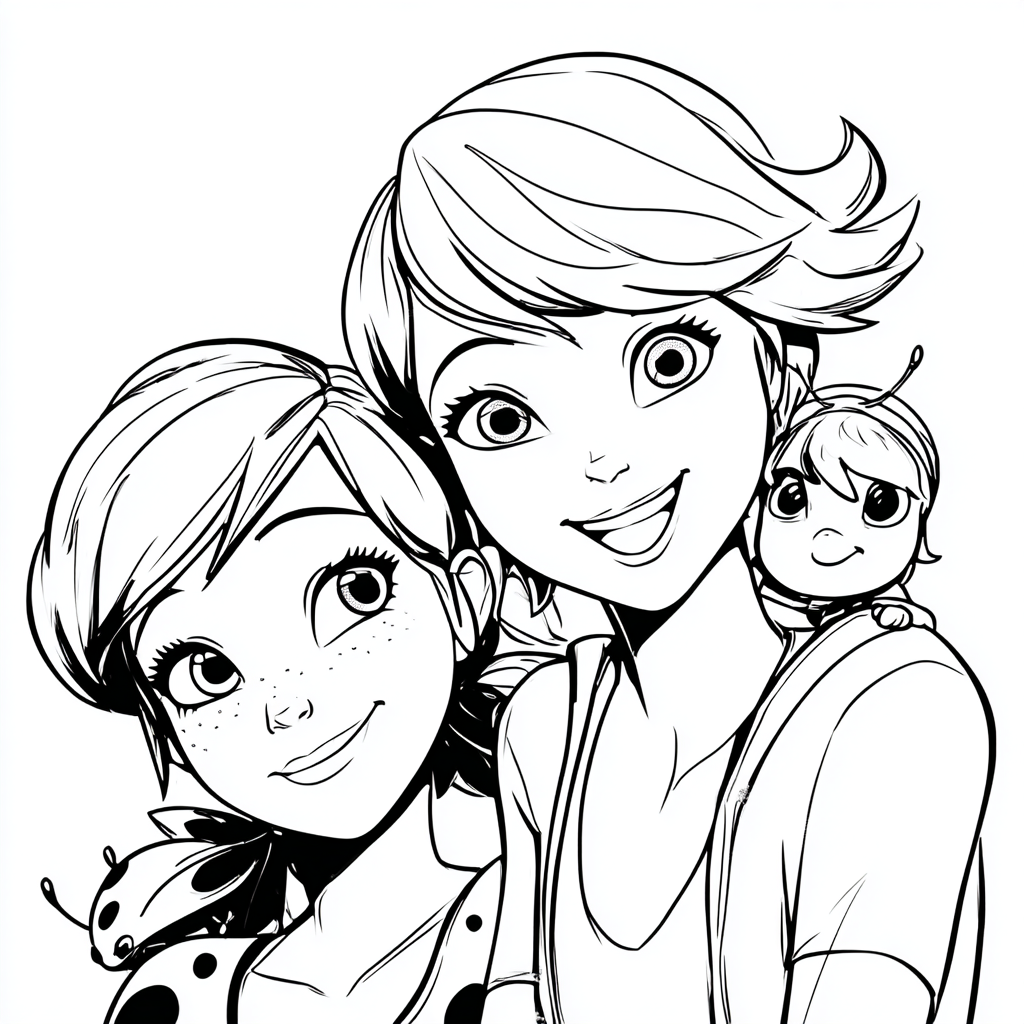 Miraculous Ladybug coloring page – Marinette And Tikki Marinet