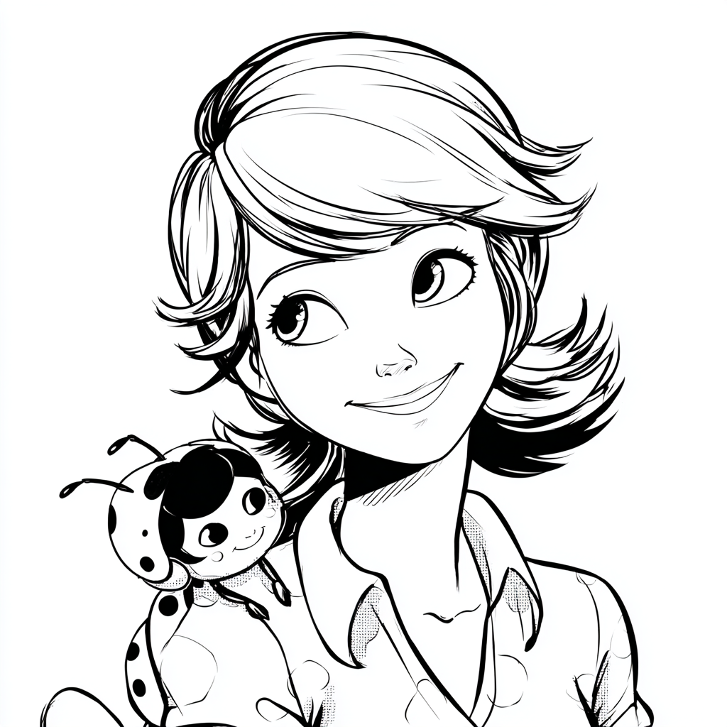Miraculous Ladybug coloring page – Marinette And Tikki Marinet