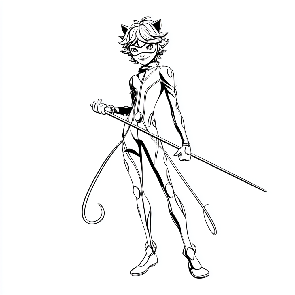 Miraculous Ladybug coloring page – Noir Coloring Cat Noir Hold