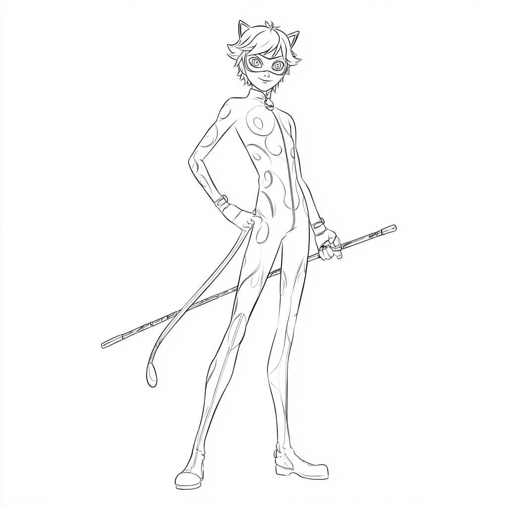 Miraculous Ladybug coloring page – Noir Coloring Cat Noir Hold