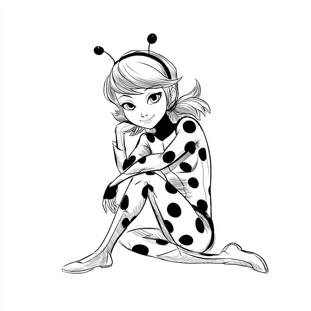 Miraculous Ladybug coloring page – Pages For Kids Simple Ladyb