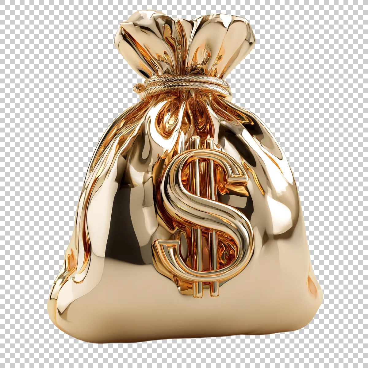 3d Rendered Golden Money Sack With Shiny Dollar 5de8cf22-dfc9-4f43-b11b-14b27726e2a2 3 H transparent PNG