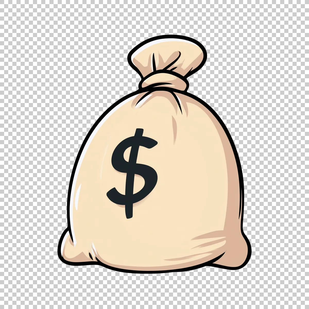 Cartoon Clipart Style Beige Sack With Bold Blac 622e671c-5b36-48ba-a734-bba92b4d3544 1 H transparent PNG