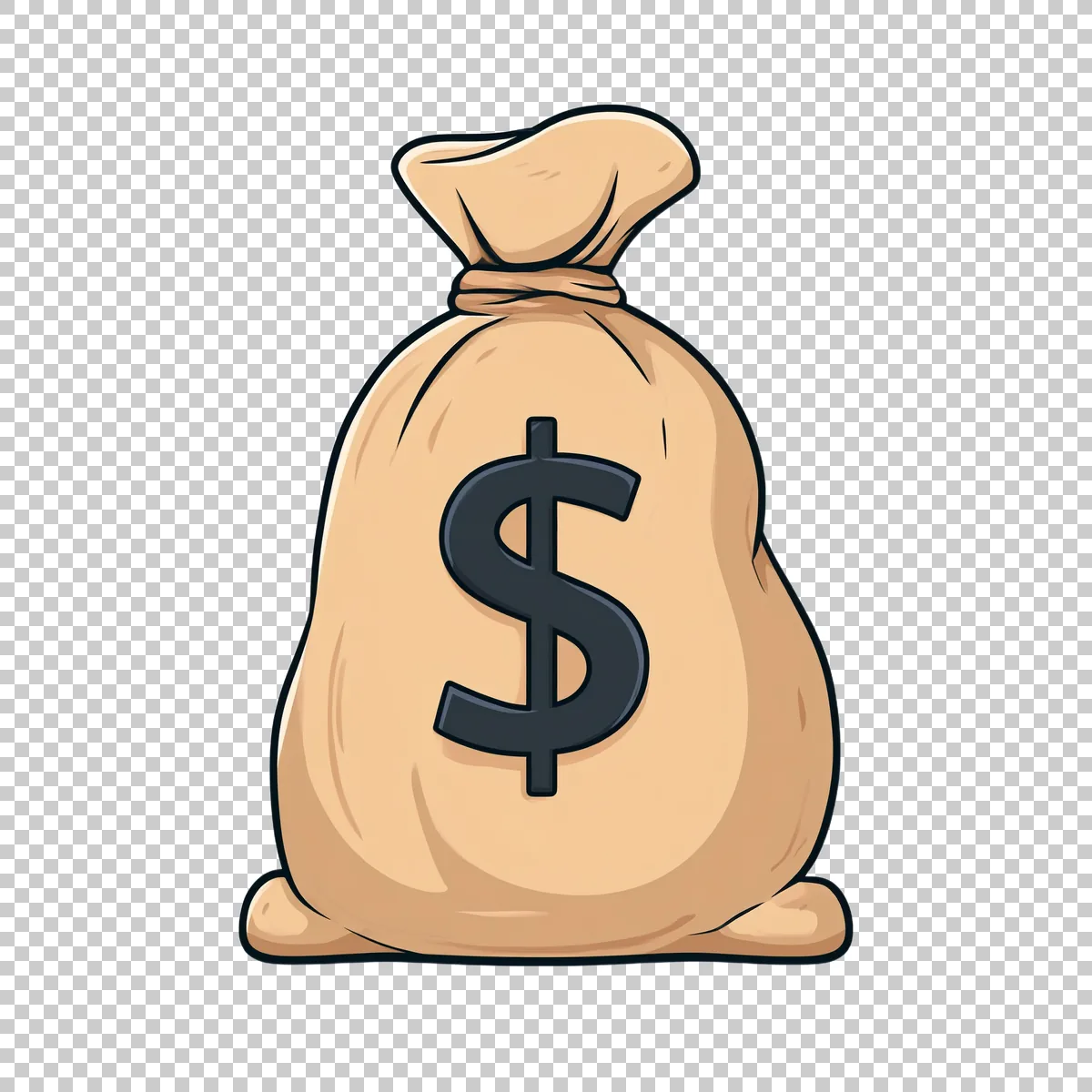 Cartoon Clipart Style Beige Sack With Bold Blac 622e671c-5b36-48ba-a734-bba92b4d3544 2 H transparent PNG
