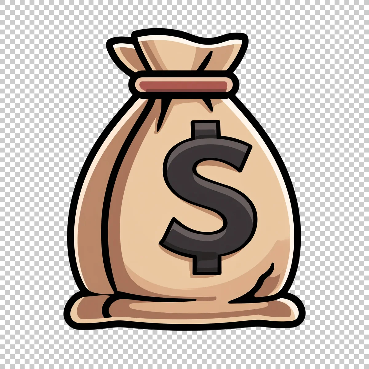 Cartoon Clipart Style Beige Sack With Bold Blac 622e671c-5b36-48ba-a734-bba92b4d3544 3 H transparent PNG