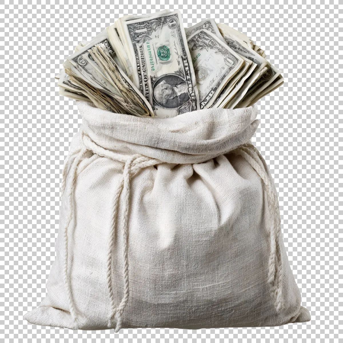 Cloth Money Bag Overflowing With Dollar Bills B 912b77e5-c575-43fa-a47a-b09fb894efaf 2 H transparent PNG