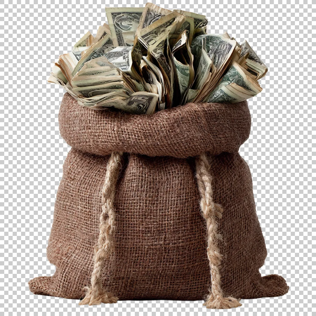 Cloth Money Bag Overflowing With Dollar Bills B 912b77e5-c575-43fa-a47a-b09fb894efaf 3 H transparent PNG