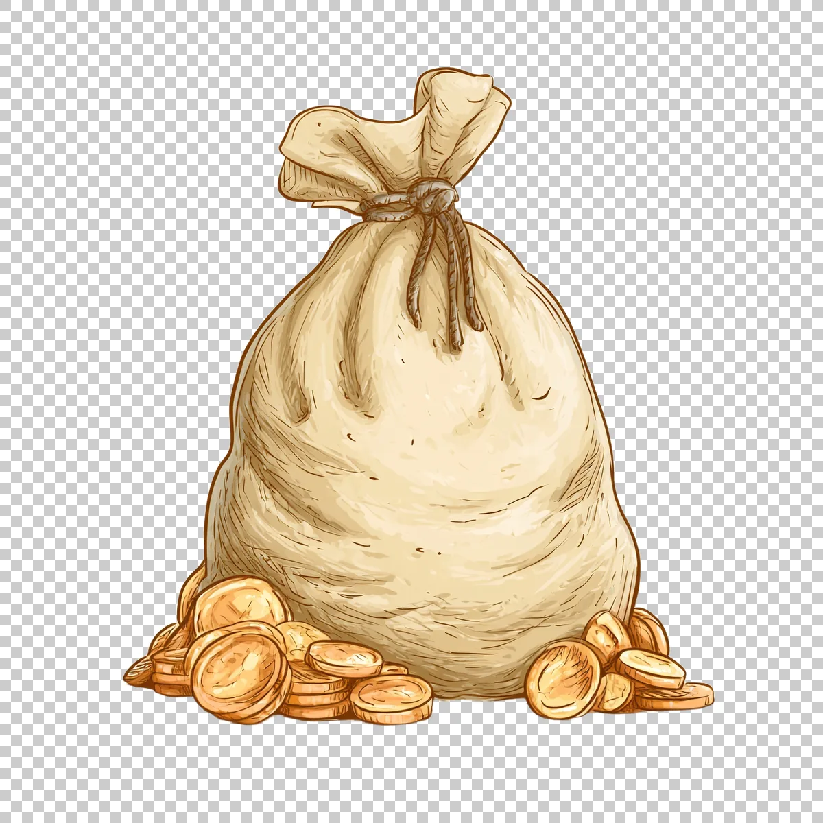 Hand Drawn Style Money Sack With Coins Around T 8f0b6478-121a-4e9e-b33e-0568da20a77d 1 H transparent PNG