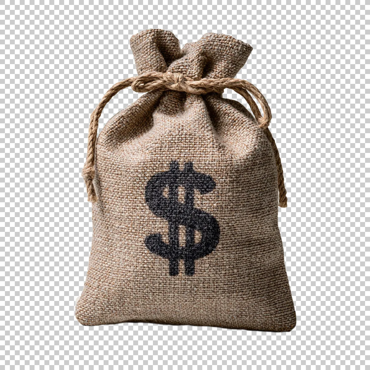 Tied Linen Sack With Black Dollar Sign Clean Cl B957aa34-fd8a-4f7b-ad4c-b2705e33b2bd 0 H transparent PNG
