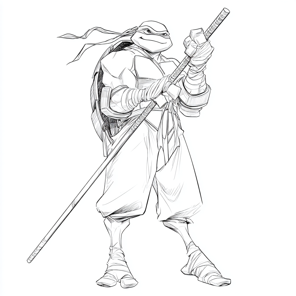 Ninja Turtle coloring page – Donatello Bo Staff Donatello Stan