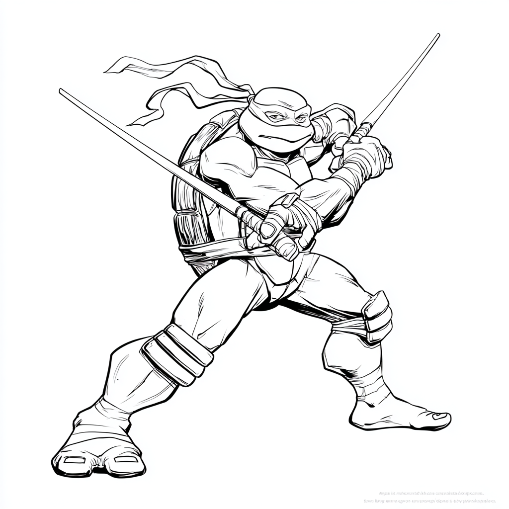 Ninja Turtle coloring page – Michelangelo Nunchucks Clean Outl