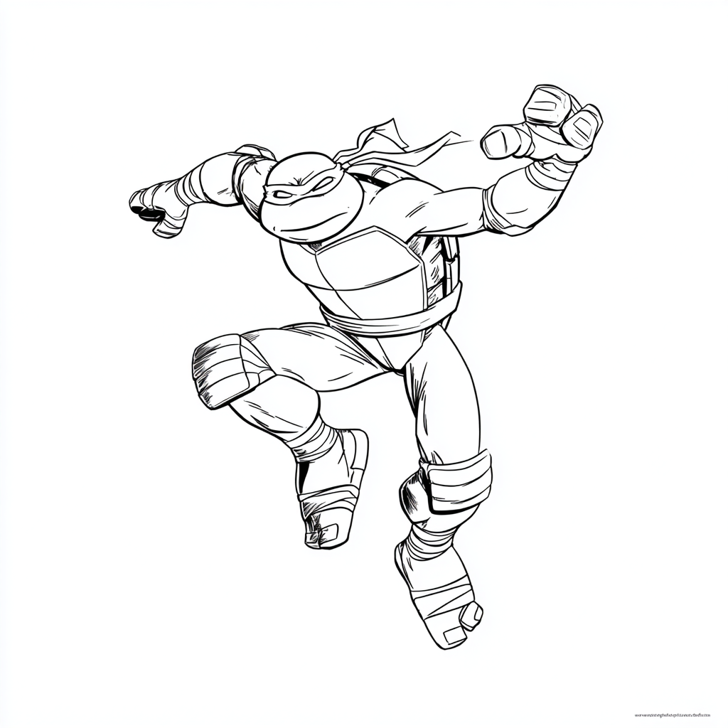 Ninja Turtle coloring page – Turtle Action Jump Jumping Pose S