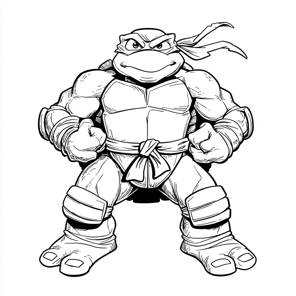 Ninja Turtle coloring page – Turtle Cartoon Style Rounded Cart