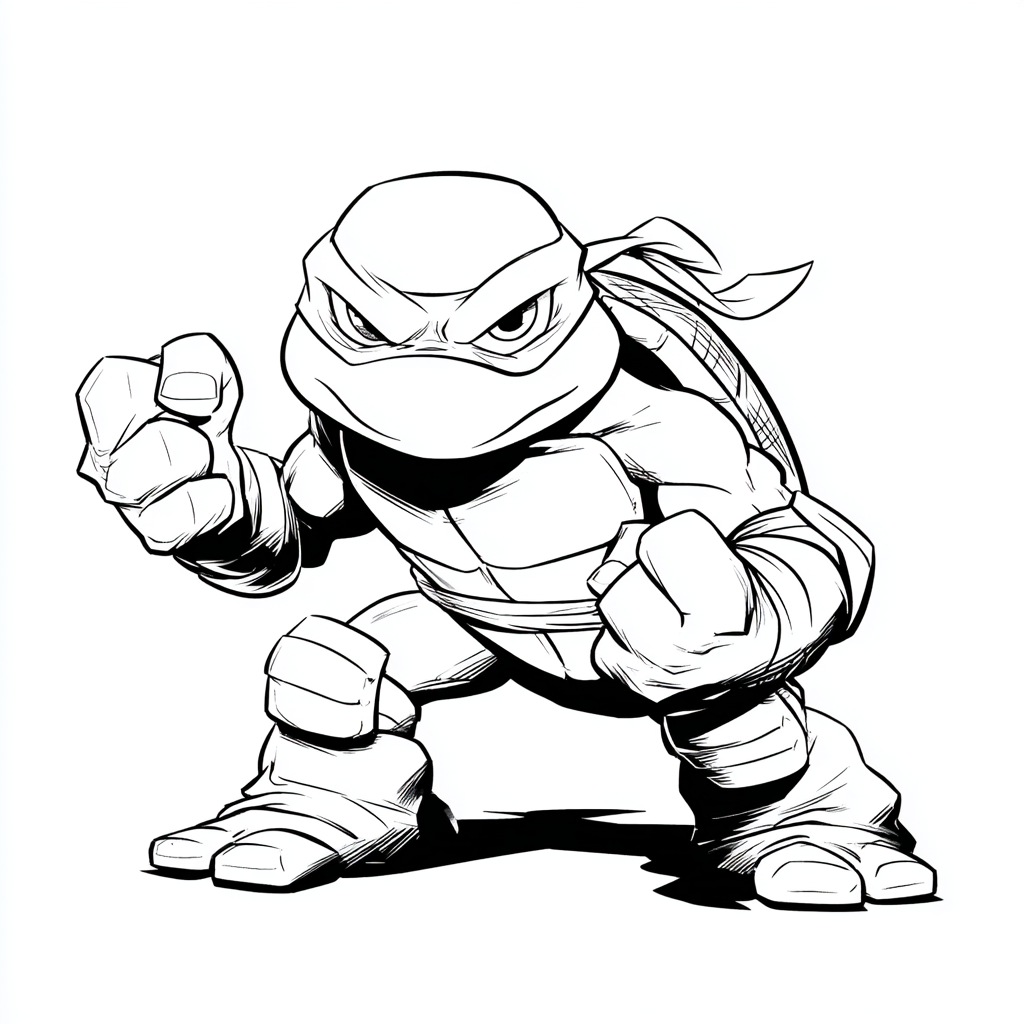 Ninja Turtle coloring page – Turtle Cartoon Style Rounded Cart