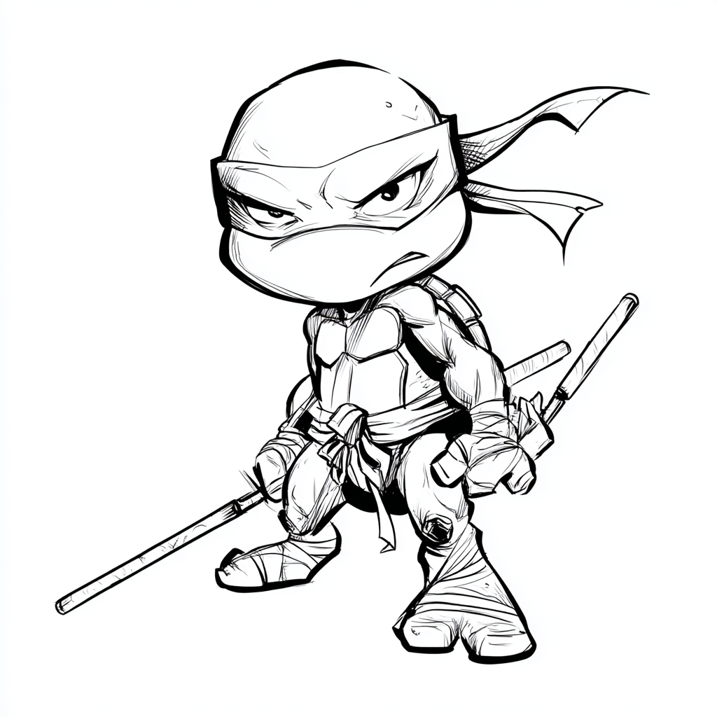Ninja Turtle coloring page – Turtle Chibi Chibi-style Ninja Tu