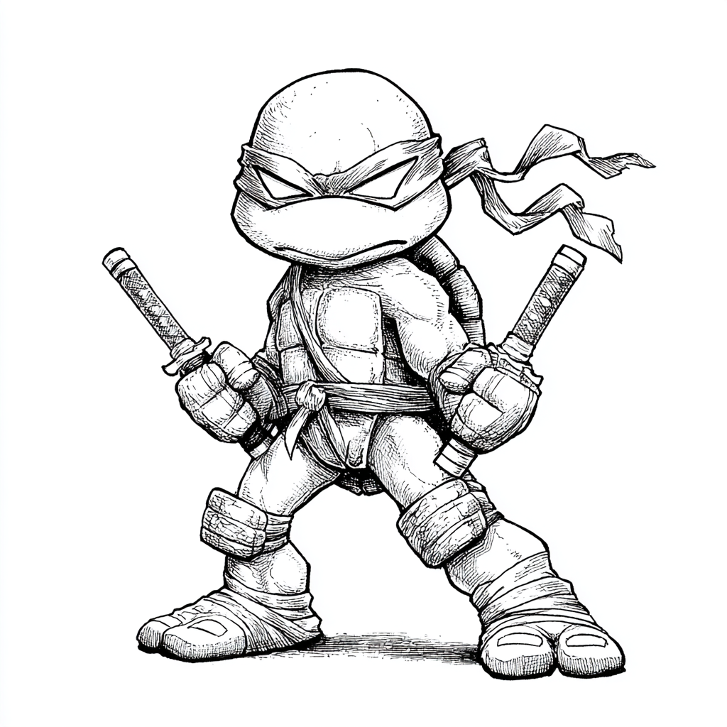 Ninja Turtle coloring page – Turtle Chibi Chibi-style Ninja Tu