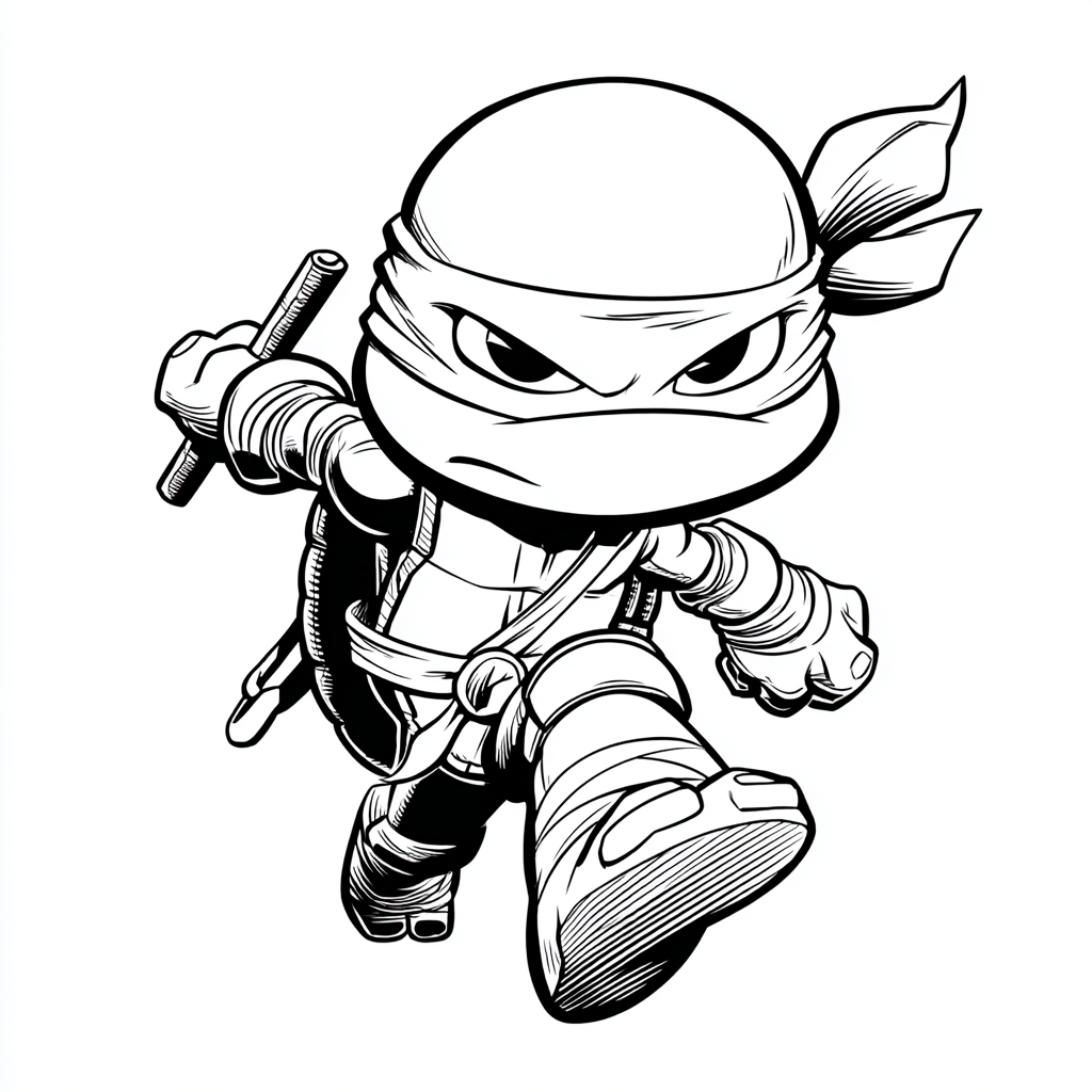 Ninja Turtle coloring page – Turtle Chibi Chibi-style Ninja Tu