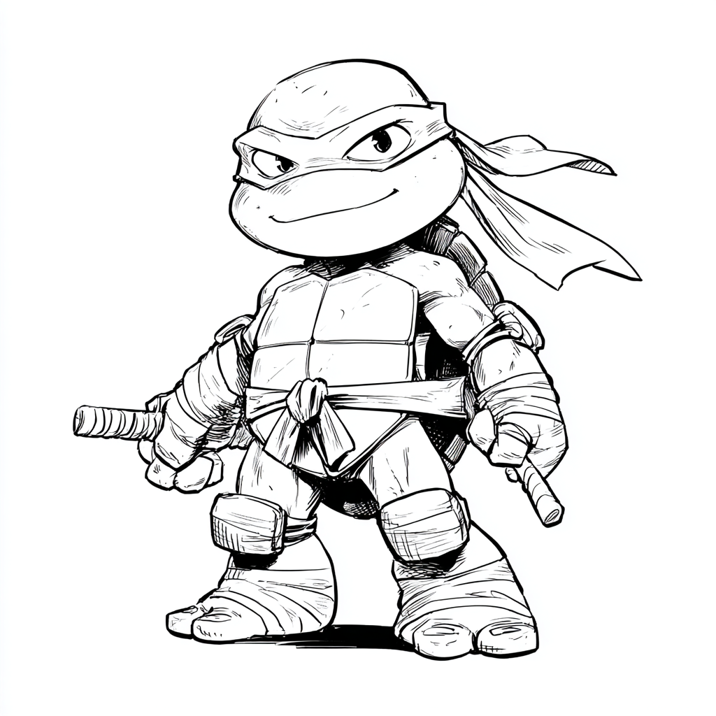 Ninja Turtle coloring page – Turtle Chibi Chibi-style Ninja Tu