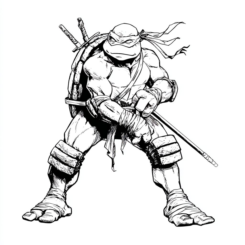 Ninja Turtle coloring page – Turtle Easy Drawing Ultra-simple