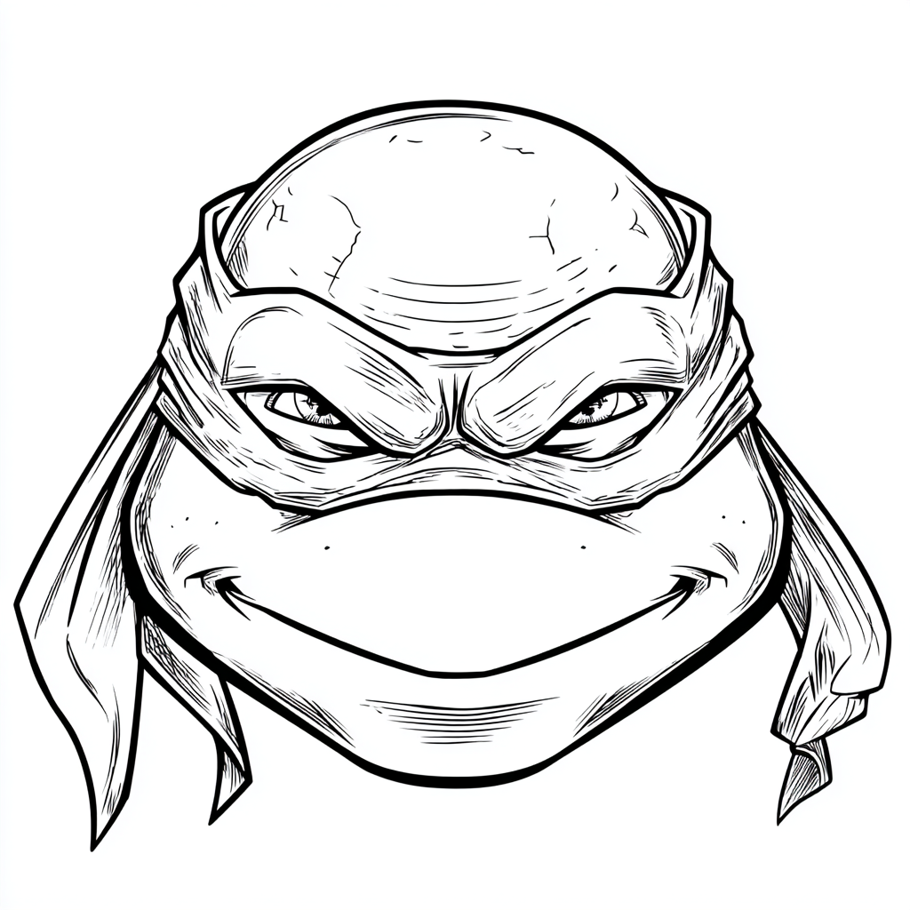 Ninja Turtle coloring page – Turtle Mask Outline Simple Turtle