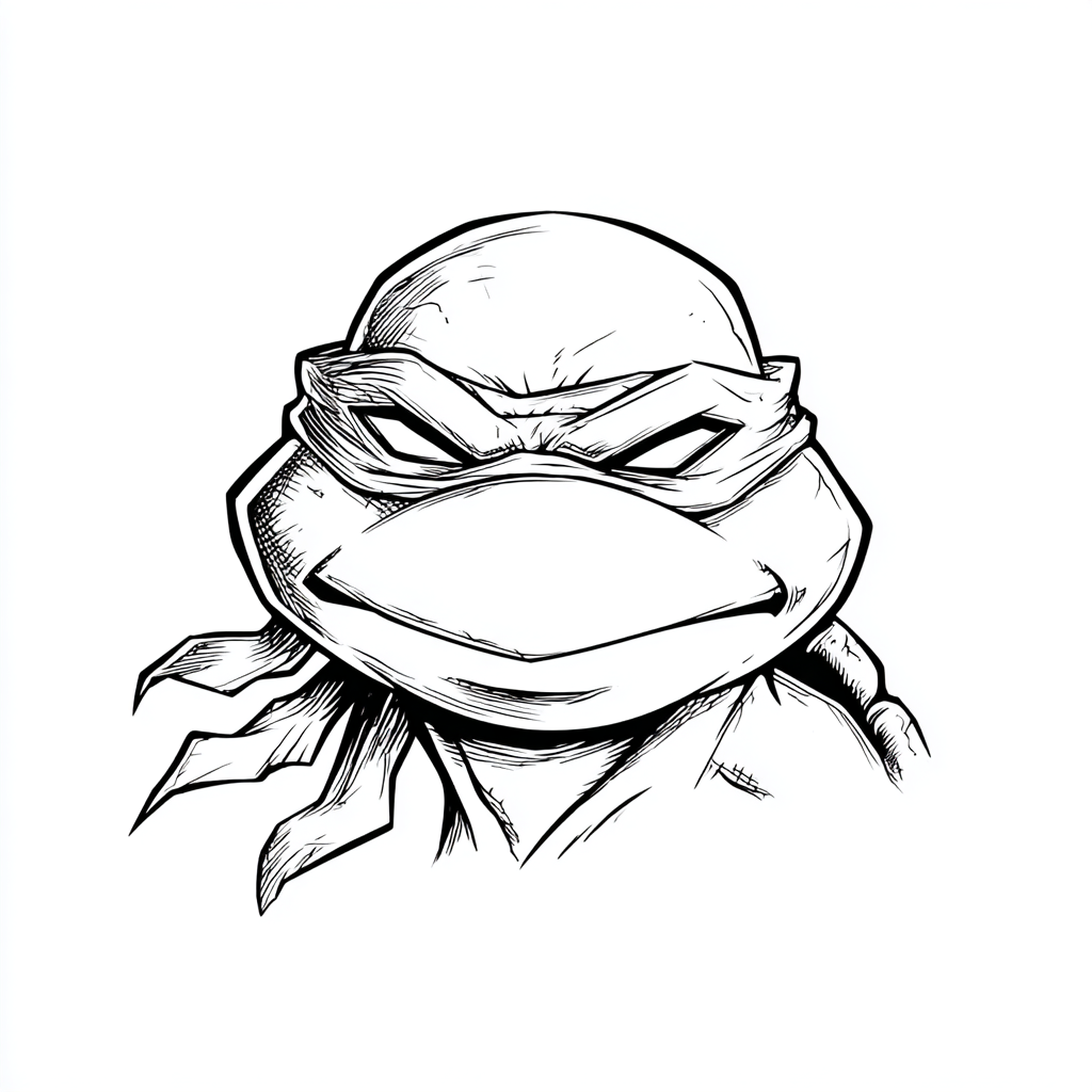 Ninja Turtle coloring page – Turtle Mask Outline Simple Turtle
