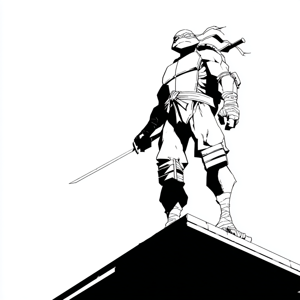 Ninja Turtle coloring page – Turtle Rooftop Turtle Standing On