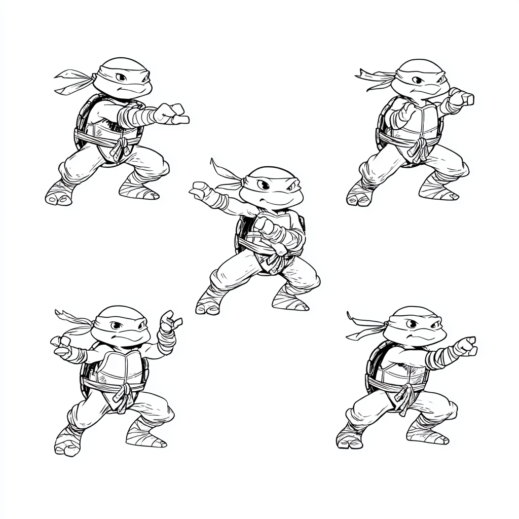 Ninja Turtle coloring page – Turtle Training Turtle Practicing