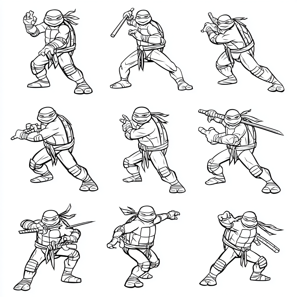Ninja Turtle coloring page – Turtle Training Turtle Practicing