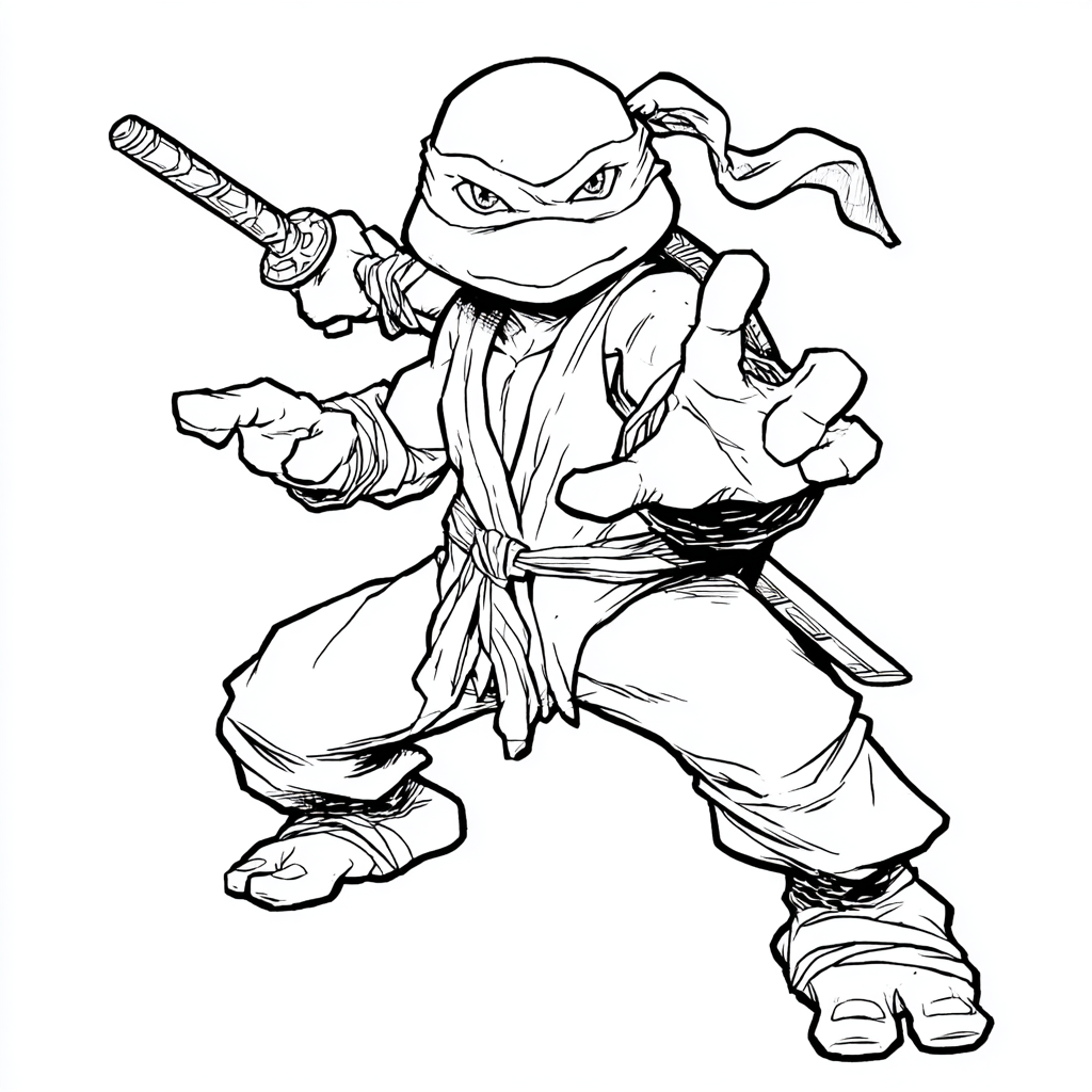 Ninja Turtle coloring page – Turtle Training Turtle Practicing