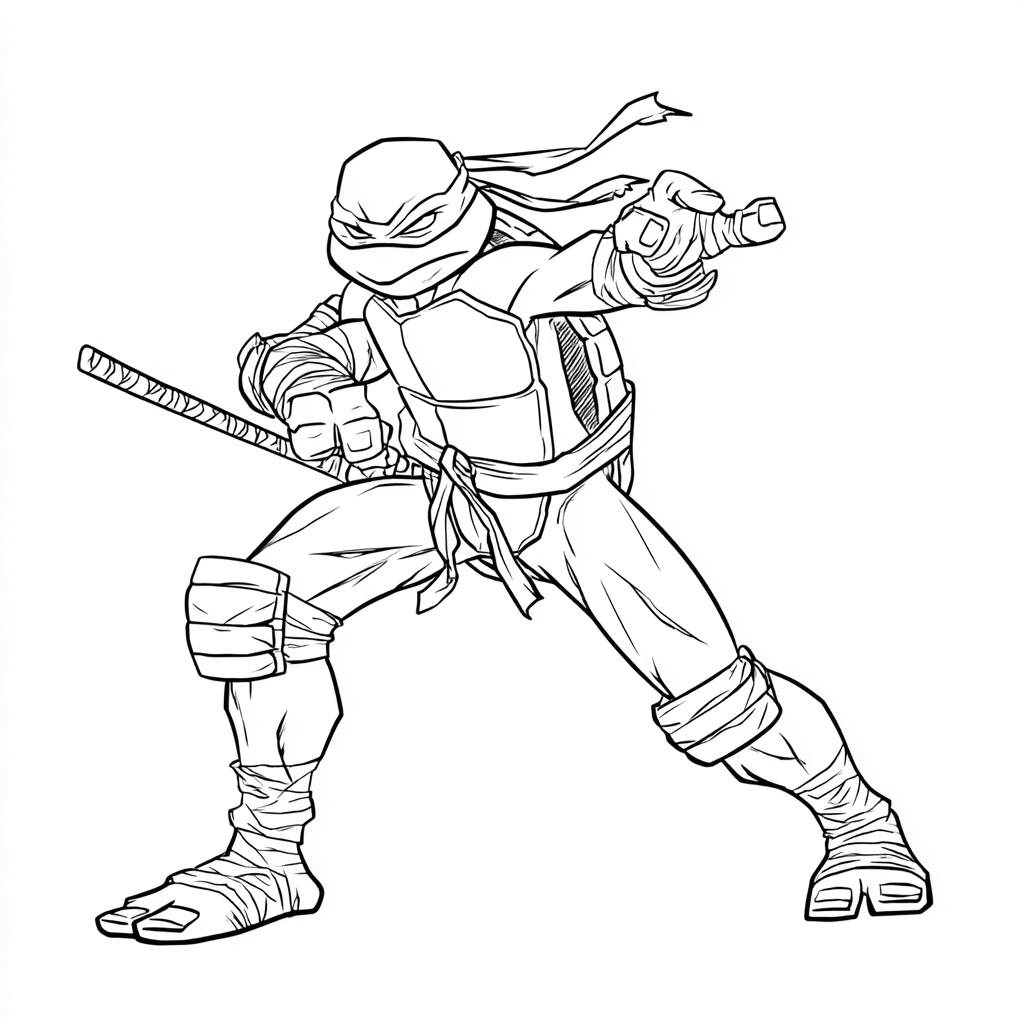 Ninja Turtle coloring page – Turtle Training Turtle Practicing