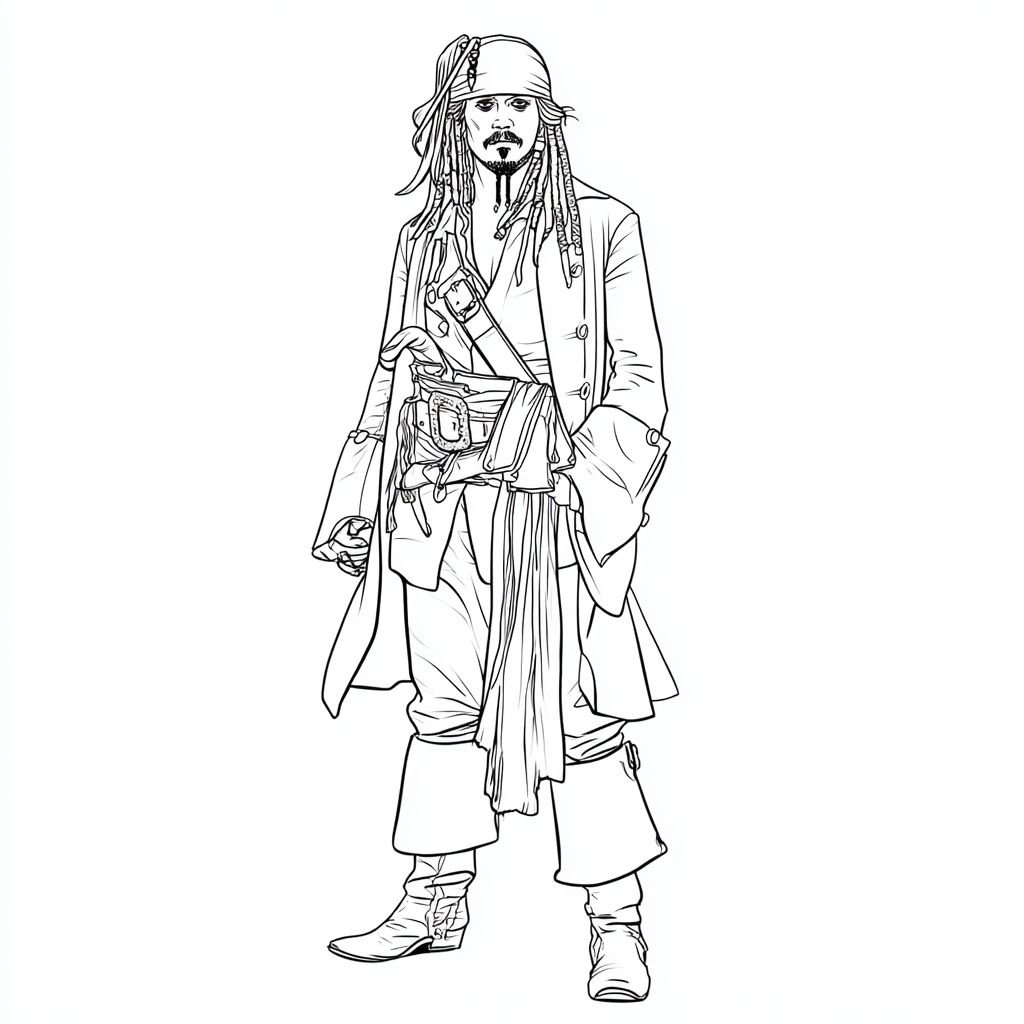 Pirate coloring page – Captain Jack Sparrow Simplified Jack Sp