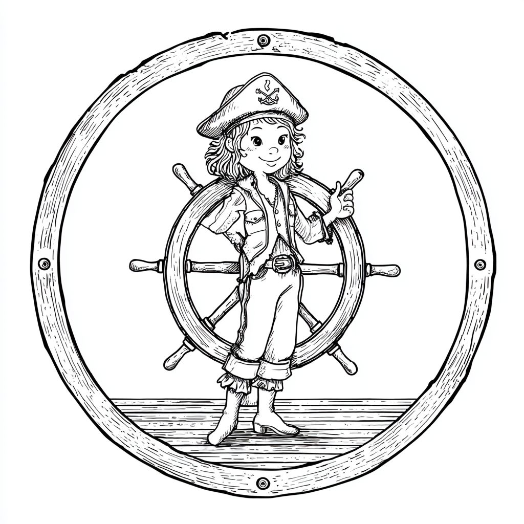 Pirate coloring page – Female Pirate Captain Girl Pirate At Sh