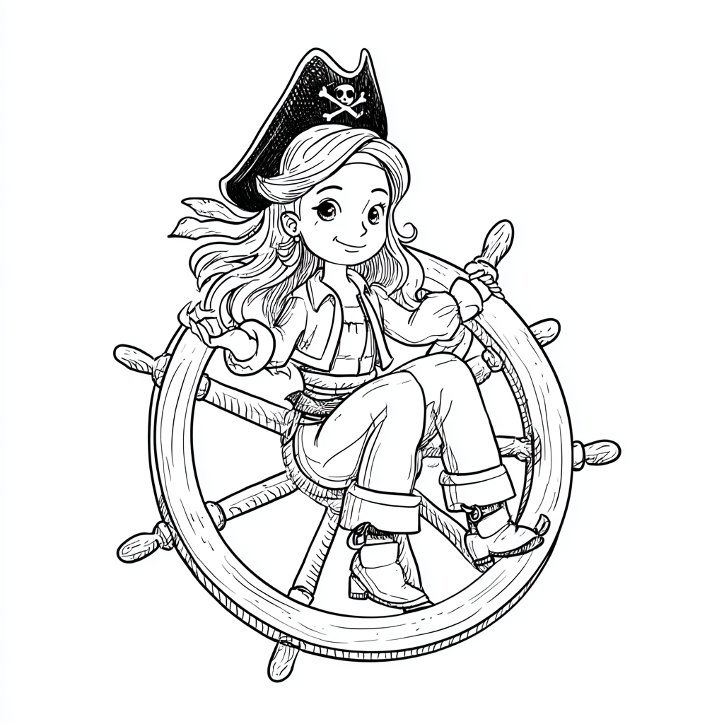 Pirate coloring page – Female Pirate Captain Girl Pirate At Sh