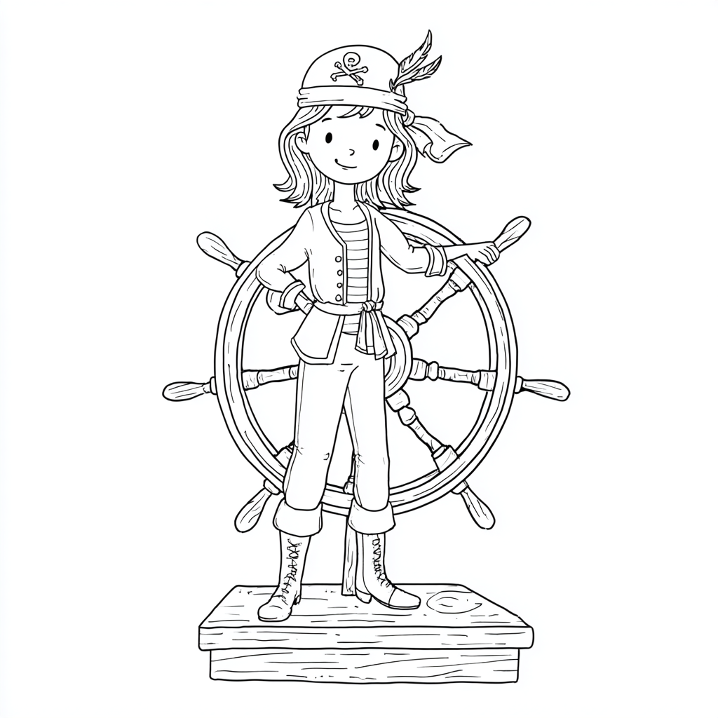 Pirate coloring page – Female Pirate Captain Girl Pirate At Sh