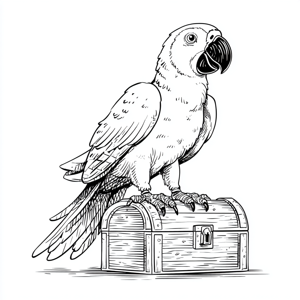 Pirate coloring page – Parrot Coloring Cute Parrot Sitting On