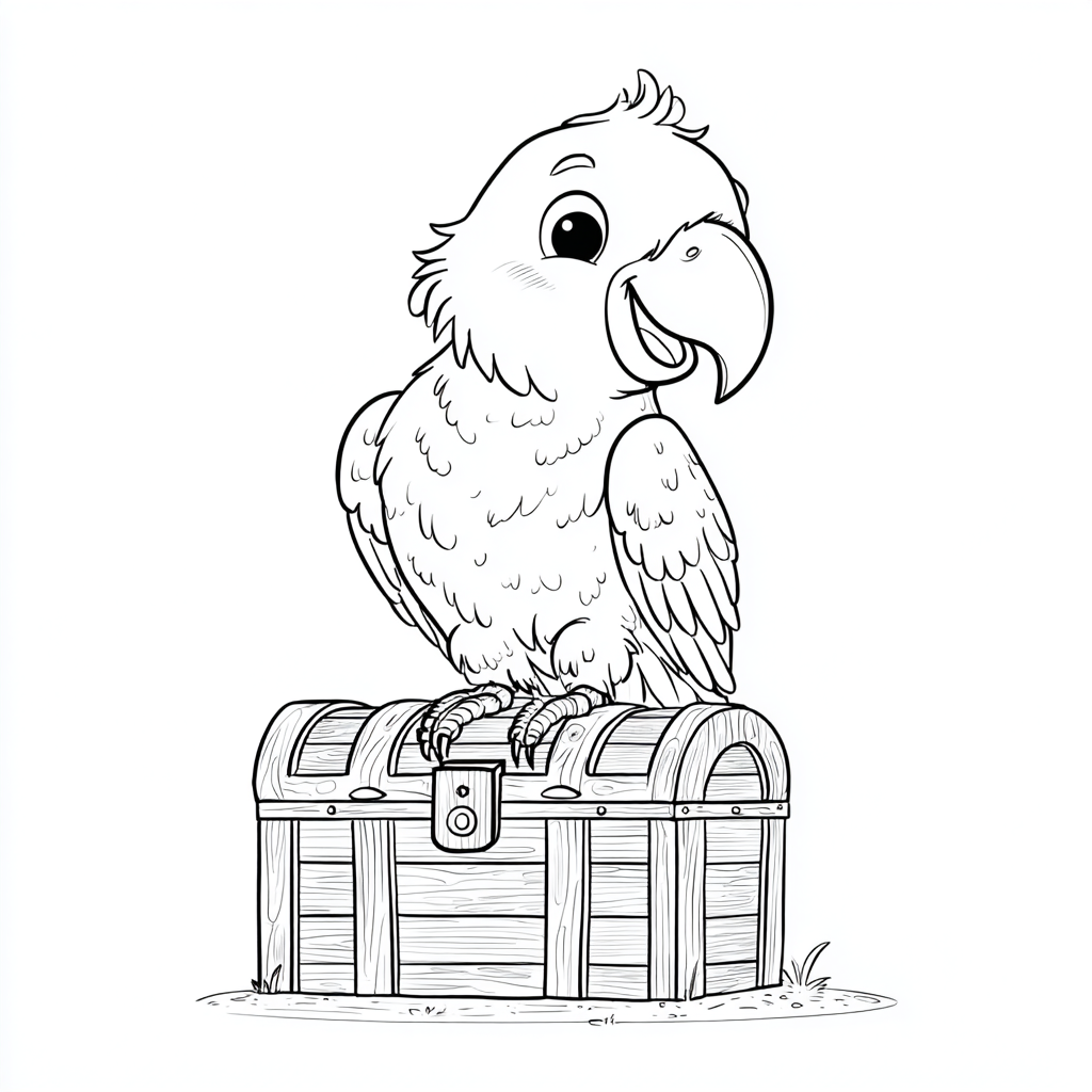 Pirate coloring page – Parrot Coloring Cute Parrot Sitting On