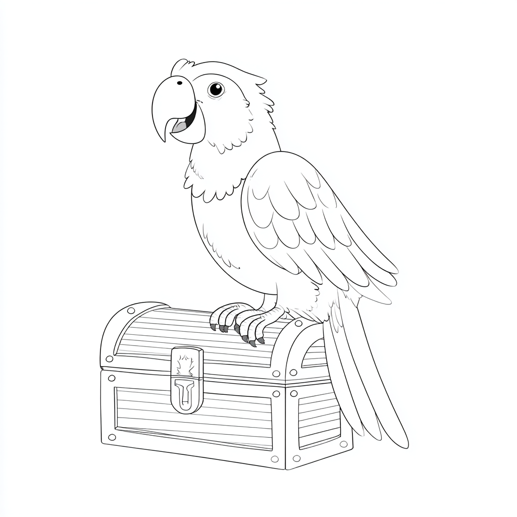 Pirate coloring page – Parrot Coloring Cute Parrot Sitting On