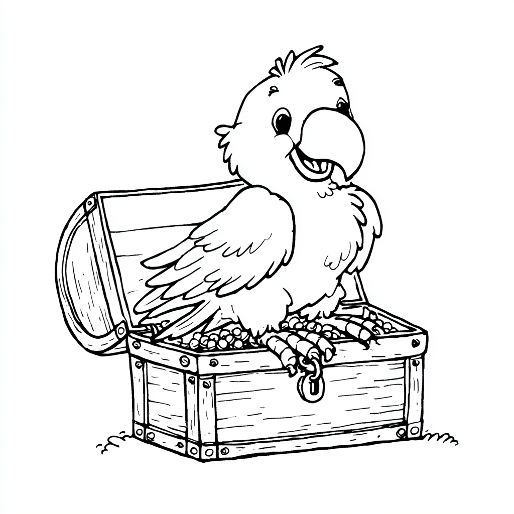 Pirate coloring page – Parrot Coloring Cute Parrot Sitting On