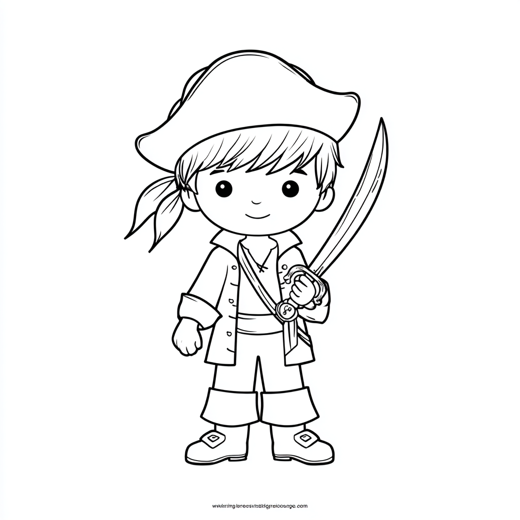 Pirate coloring page – Pirate Boy Simple Cartoon Pirate Boy Wi