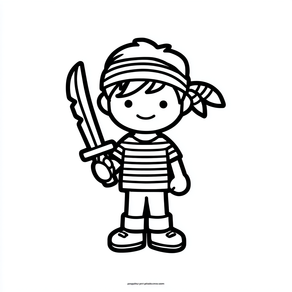 Pirate coloring page – Pirate Boy Simple Cartoon Pirate Boy Wi