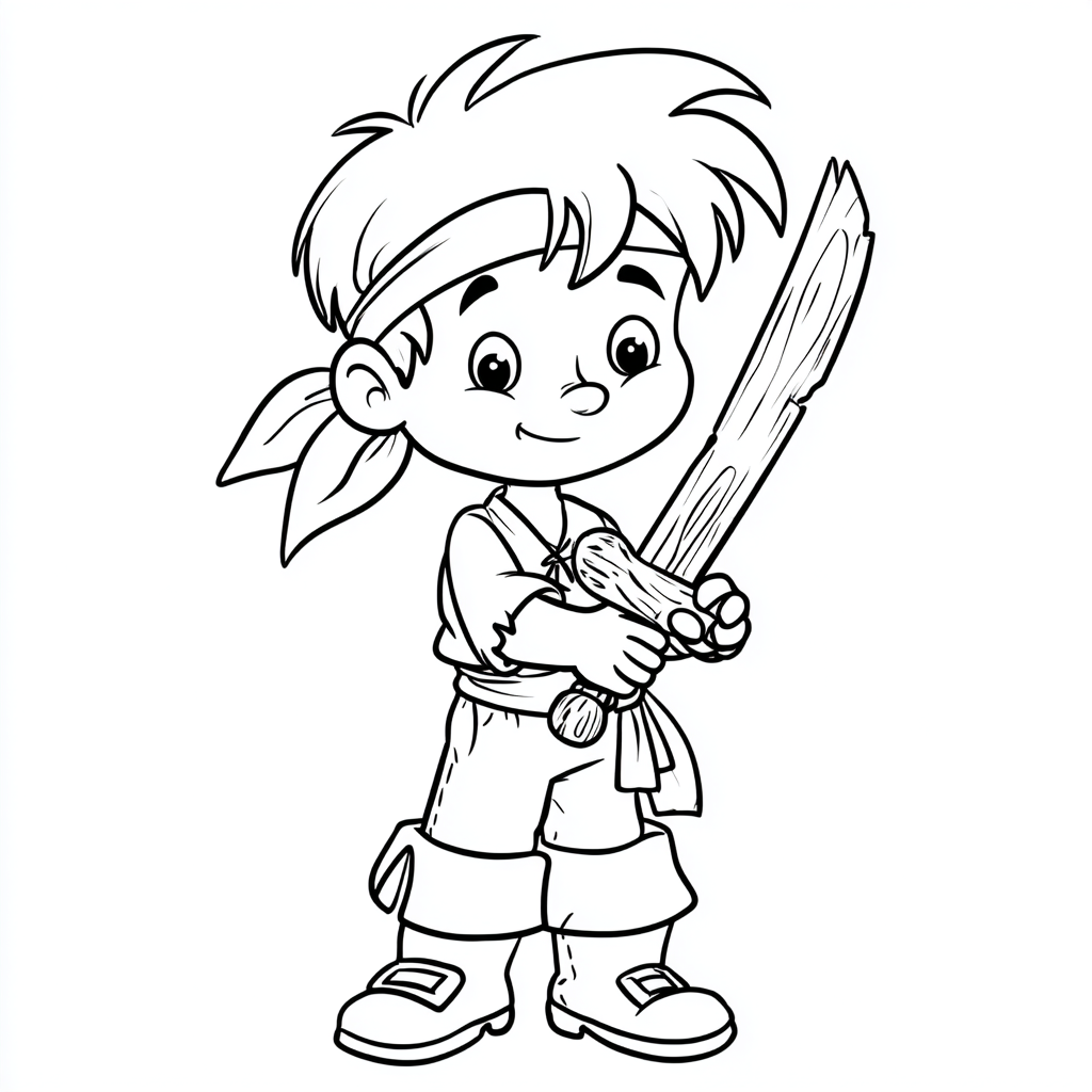 Pirate coloring page – Pirate Boy Simple Cartoon Pirate Boy Wi