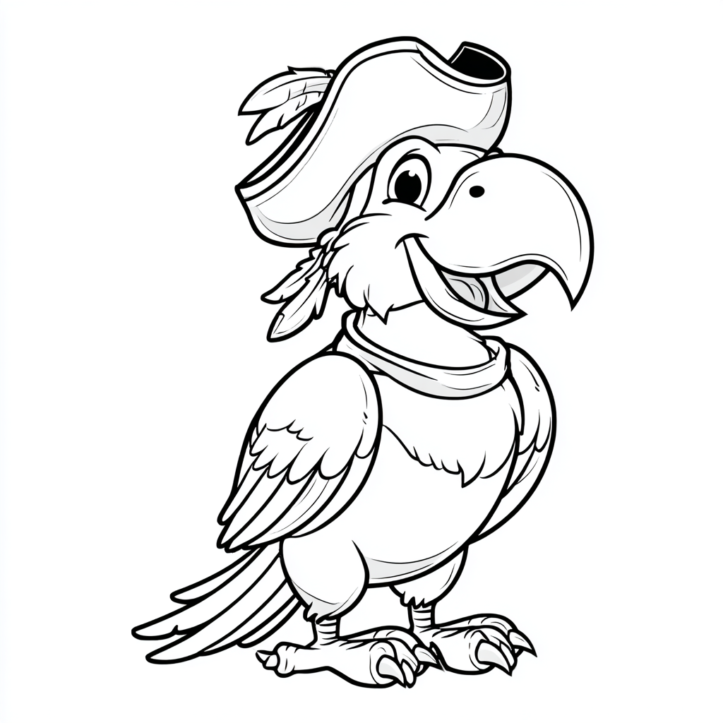 Pirate coloring page – Pirate Parrot Cartoon Parrot Wearing A