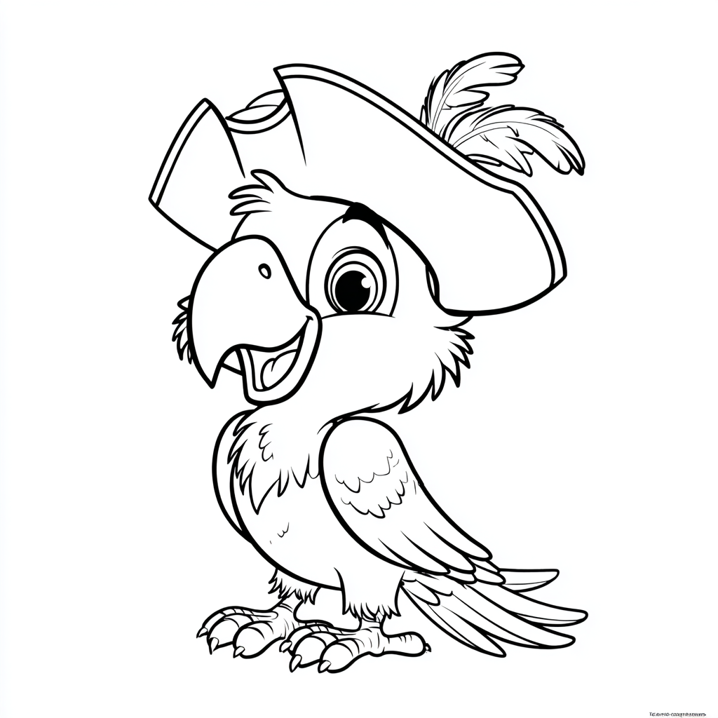 Pirate coloring page – Pirate Parrot Cartoon Parrot Wearing A