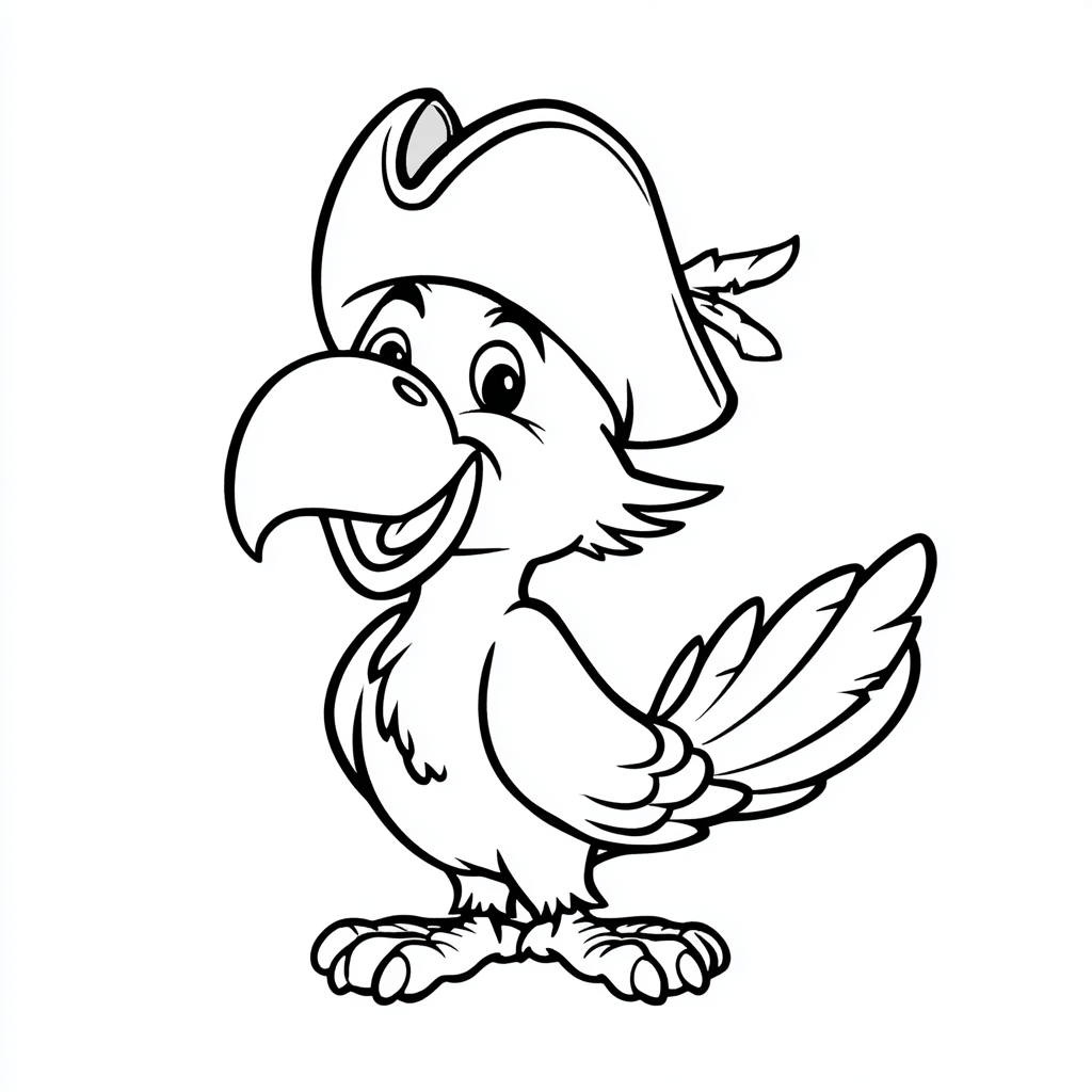 Pirate coloring page – Pirate Parrot Cartoon Parrot Wearing A