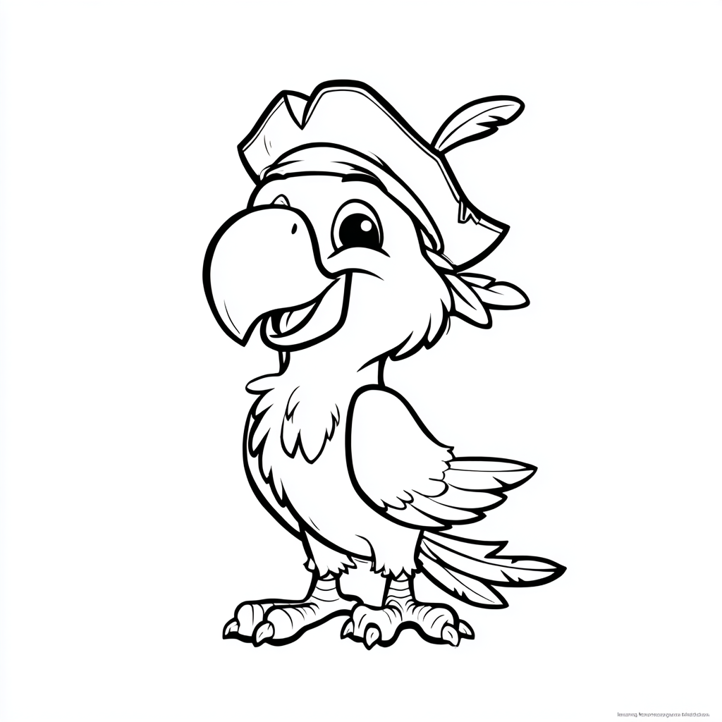 Pirate coloring page – Pirate Parrot Cartoon Parrot Wearing A