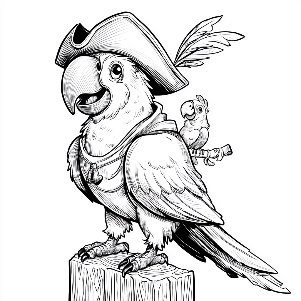 Pirate coloring page – Pirate Parrot On Shoulder Parrot Perche